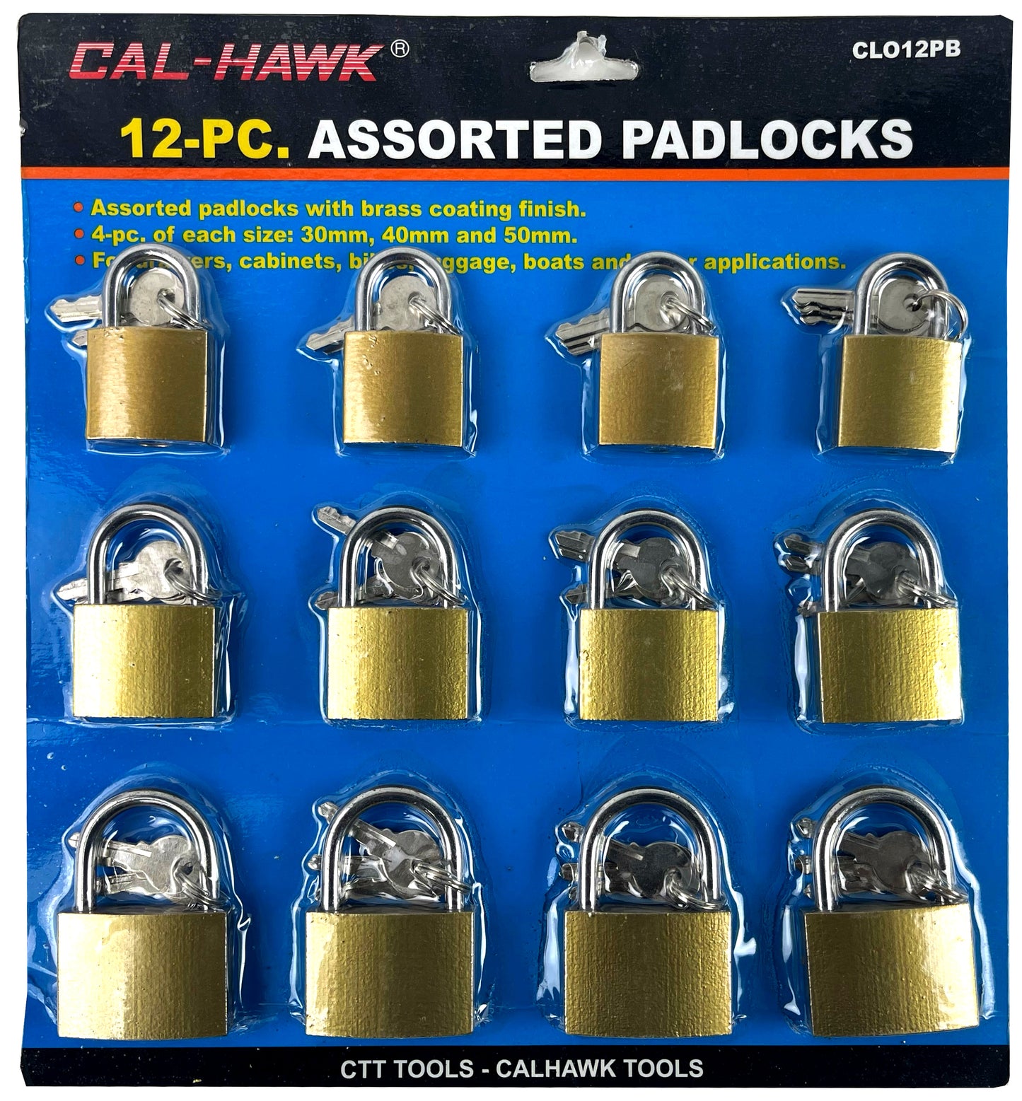 12 PCS BRASS PADLOCK 30,40,50