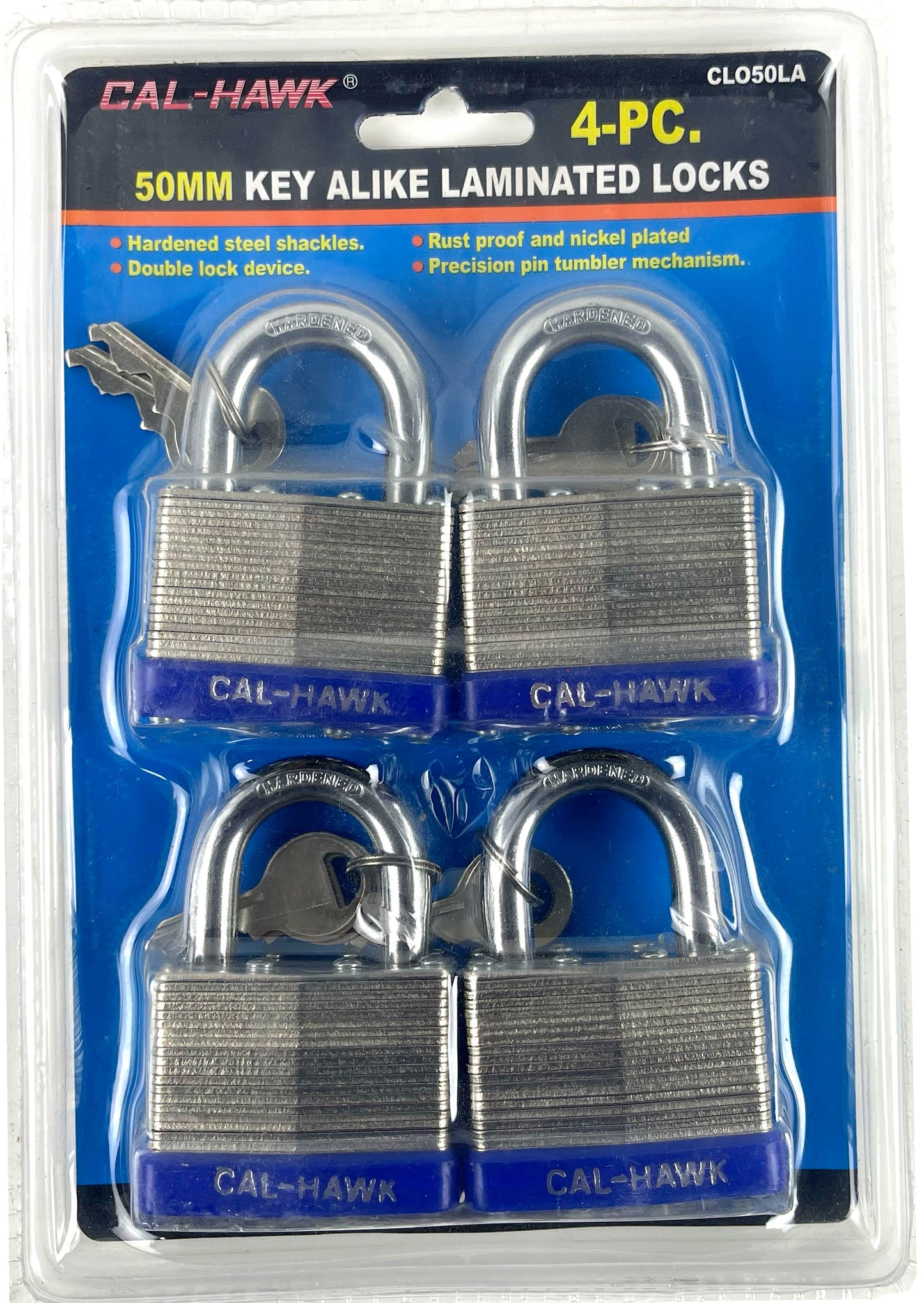 4PC 50MM KEY ALIKE LAMINATED LOCK