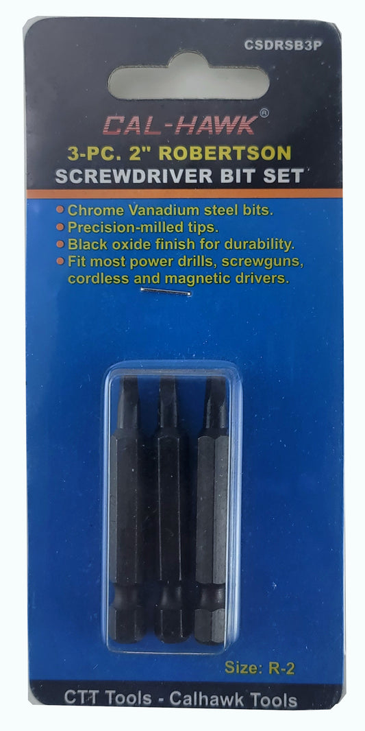 3PC 2" R2 ROBERTSON SCREWDRIVER BIT