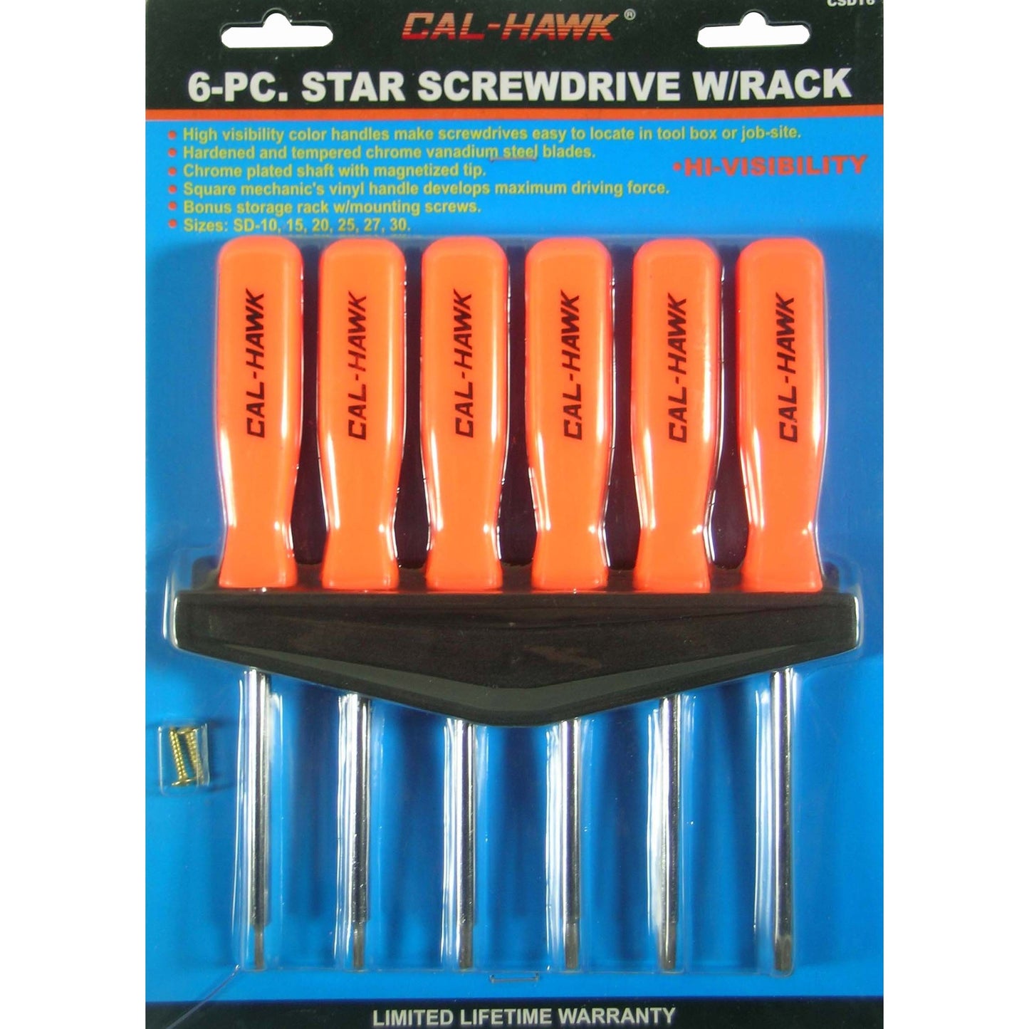 6PC TORQ SCREWDRIVER W/RACK