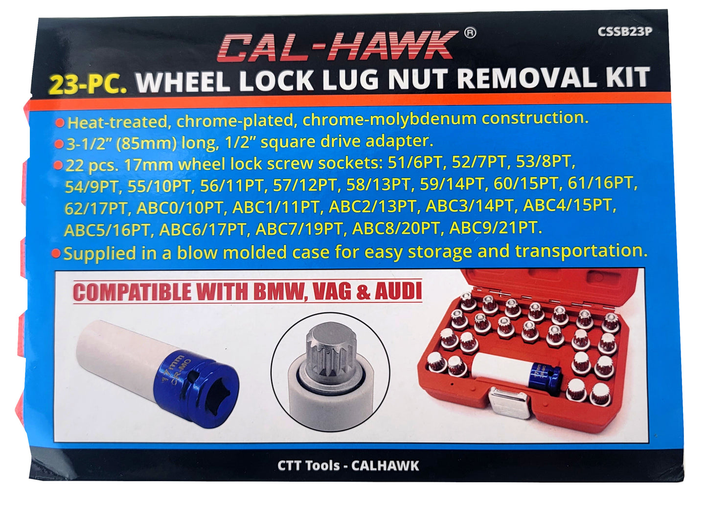 23PC WHEEL LOCK LUG NUT REM KIT-BMW