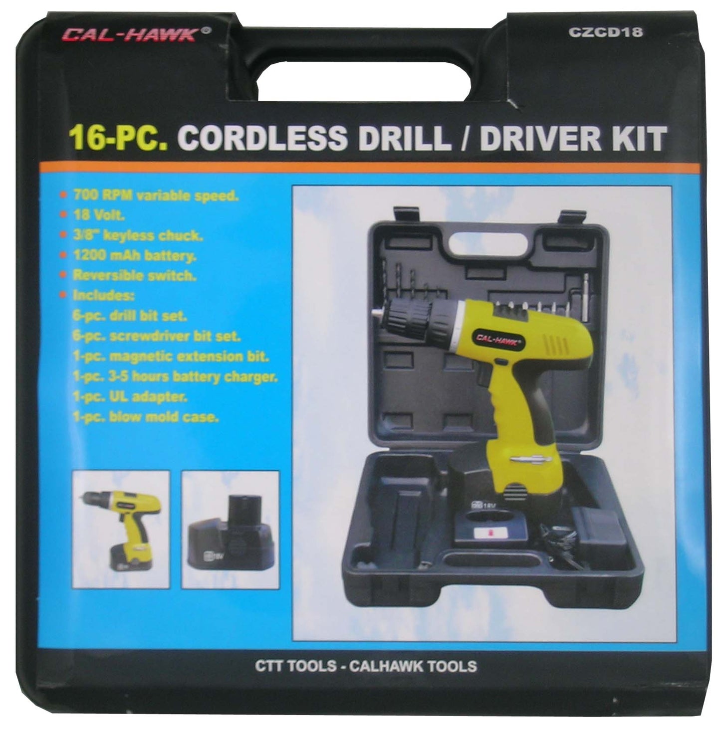 16 PC 18VOLTS CORDLESS DRILL