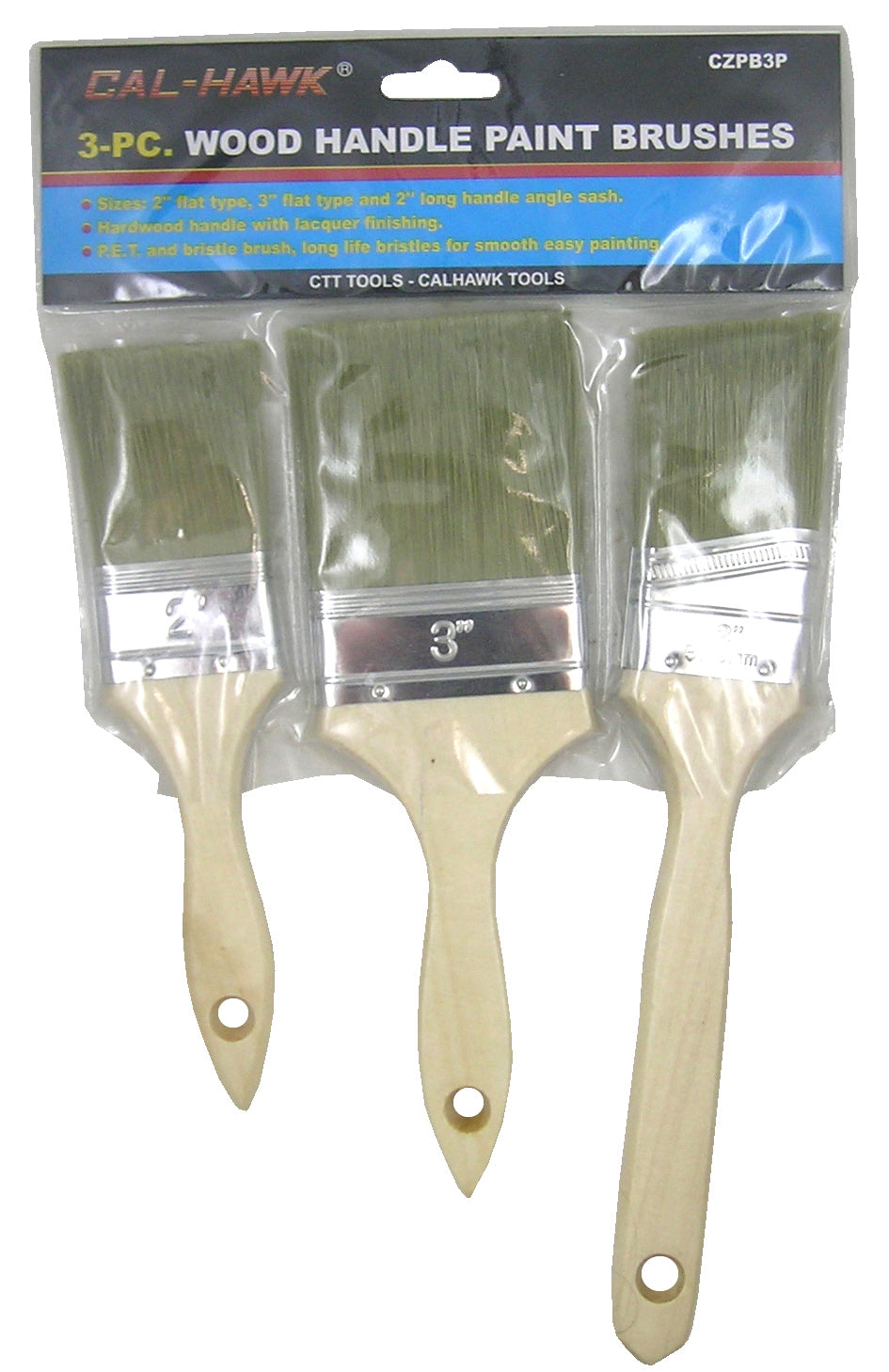 3PC WOOD HANDLE PAINT BRUSH