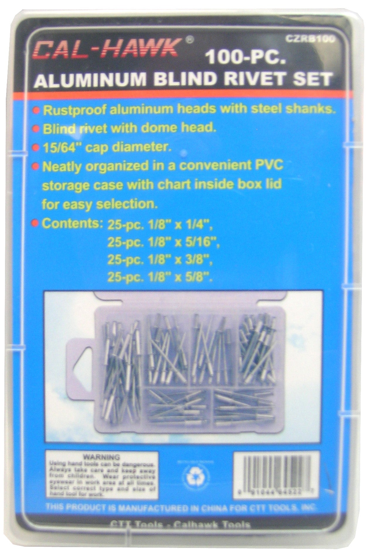 100PC ALUMINUM BLIND RIVETS