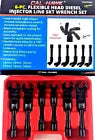 6PC FLEXIBLE HEAD DIESEL INJECTOR LINE 3/8" DR SKT METRIC WRENCH SET 12- 19 mm