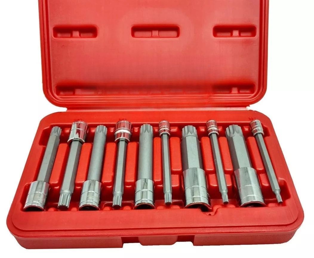 10PC 4" LONG SQUARE SPLINE BIT SOCKET